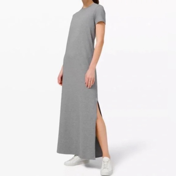 lululemon athletica Dresses & Skirts - Lululemon La Relaxed Short Sleeve Maxi Dress in Grey